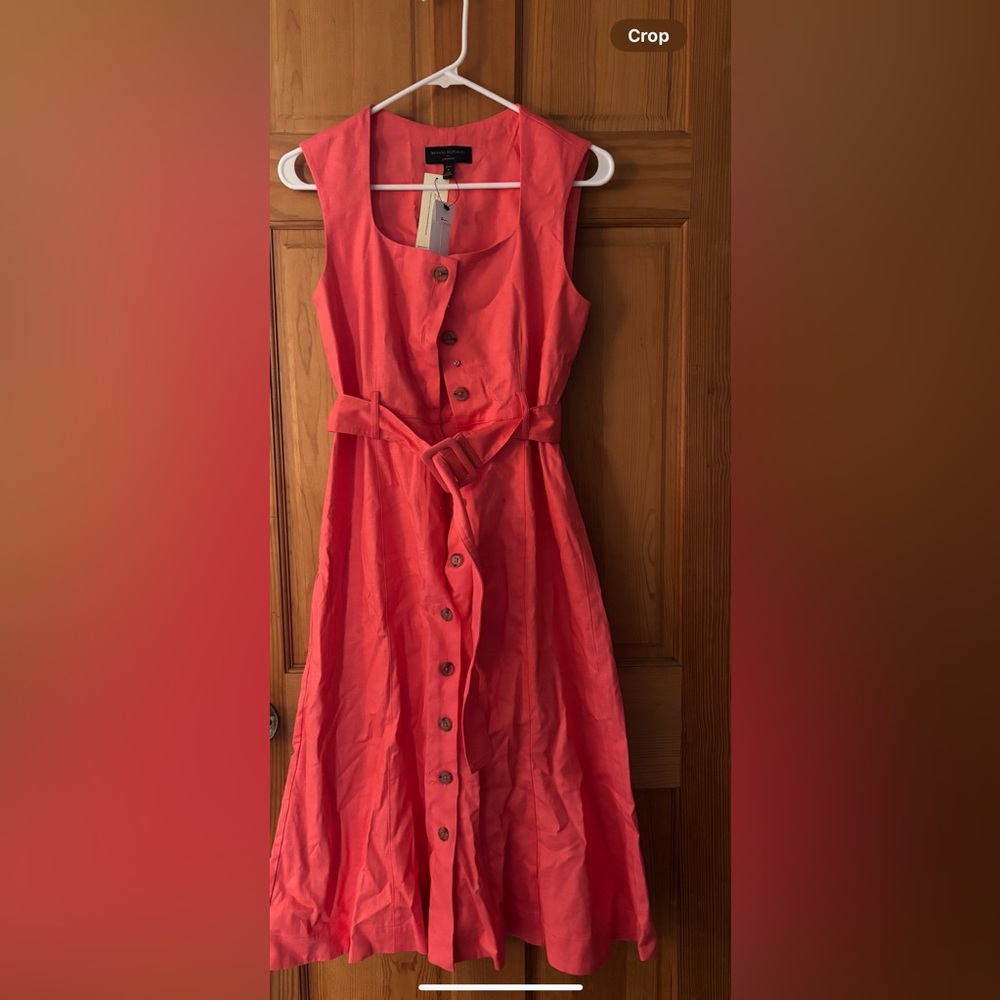 NWT Banana Republic Coral Linen Dress- Size 4P
